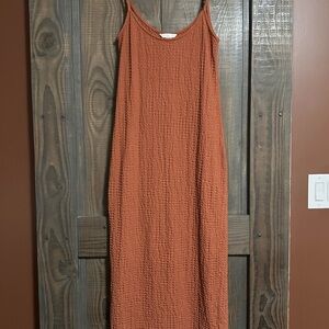 H&M Terracotta Textured Midi Dress